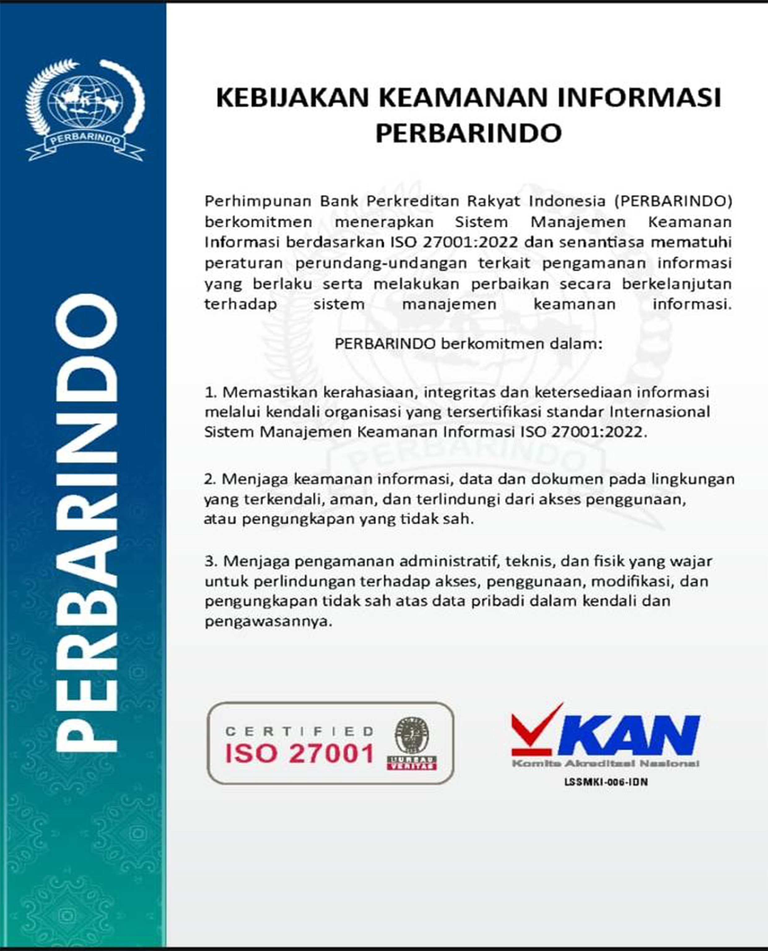 Sertifikat ISO Perbarindo